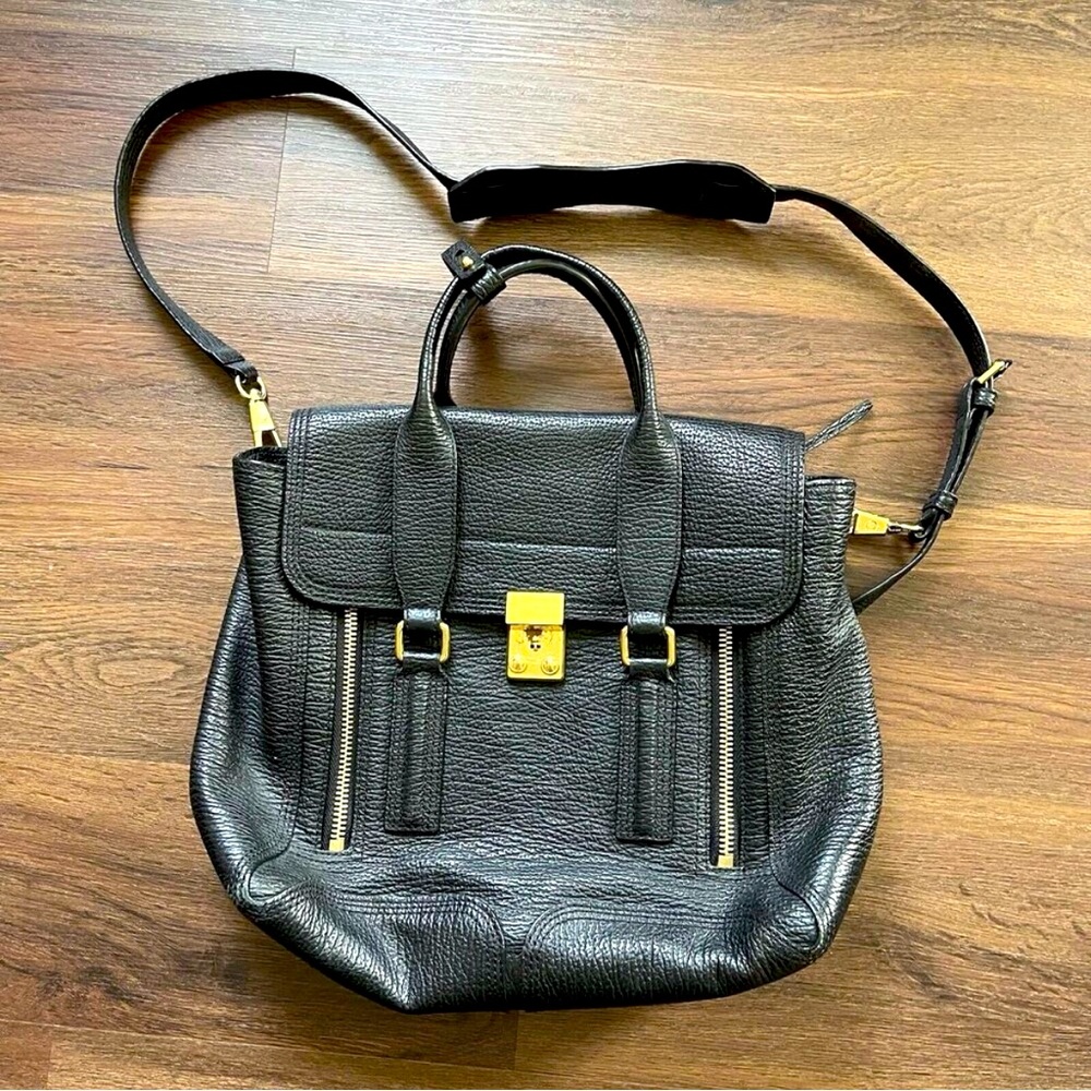 Black Leather Satchel Bag